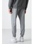 Tommy Life Gri Melanj Erkek Air Baskılı Fermuar Cepli Standart Kalıp Jogger Eşofman Alt-84587 11