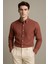 Erkek Kiremit Oxford Düğmeli Yaka Pamuk Likra Slim Fit Casual Cepsiz Gömlek 1
