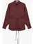 Beli Bağlama Detaylı Oversize Bordo Kadın Gömlek 6WAK60017PW 3