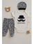 3 Lü Set %100 Pamuk 3-6 / 6-9 / 9-12 Ay Erkek Bebek Bıyıklı Zıbınlı Takım 1