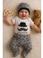 3 Lü Set %100 Pamuk 3-6 / 6-9 / 9-12 Ay Erkek Bebek Bıyıklı Zıbınlı Takım 2