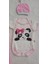 3 Lü Set %100 Pamuk 3-6 / 6-9 / 9-12 Ay Kız Pembe Pandalı Zıbınlı Takım 3