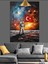 Bayraklı Uzay Astronot Dekoratif Kanvas - Mdf Ahşap Tablo 1