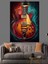 Kırmızı Gitar Alev Dekoratif Kanvas - Mdf Ahşap Tablo 3