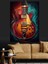 Kırmızı Gitar Alev Dekoratif Kanvas - Mdf Ahşap Tablo 5