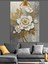Altın Beyaz Çiçek Dekoratif Kanvas - Mdf Ahşap Tablo 4