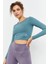Mint Yeşili Uzun Kollu Dar Kalıp O Yaka Kadın Crop Top T-Shirt - 97150 10