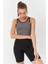Gri Basic Sıfır Kol Dar Kalıp U Yaka Kadın Crop Top Atlet - 97162 9