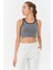Gri Melanj Basic Sıfır Kol Dar Kalıp U Yaka Kadın Crop Top Atlet - 97162 6