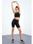 Siyah Yüksek Bel Toparlayıcı Dar Kalıp Crop Biker Kadın Tayt Takım - 95302 13