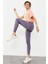 Eflatun Yüksek Bel Streç Slim Fit Dar Paça Kadın Tayt - 94545 13