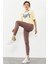 Gül Kurusu Yüksek Bel Streç Slim Fit Dar Paça Kadın Tayt - 94545 12