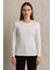 Clemantıs Kadın Organik Pamuk Likralı Uzun Kollu Basic Tişört Düz Renk 1