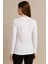 Clemantıs Kadın Organik Pamuk Likralı Uzun Kollu Basic Tişört Düz Renk 4