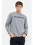 Gri Melanj Yazı Nakışlı O Yaka Rahat Form İçi Polarlı Erkek Sweatshirt - 88020 3