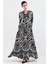 Kadın BDART Desenli V Yaka Maxi Elbise Çok Renkli 1