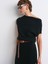 90256 Asimetrik Yaka Yünlü Kemerli Triko Elbise-Siyah 3