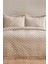Çift Kişilik Bej Desenli %100 Polyester Fırfırlı Yatak Örtüsü Seti 240x260 cm Şık Tasarım 6