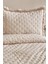 Çift Kişilik Bej Desenli %100 Polyester Fırfırlı Yatak Örtüsü Seti 240x260 cm Şık Tasarım 8