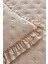 Çift Kişilik Bej Desenli %100 Polyester Fırfırlı Yatak Örtüsü Seti 240x260 cm Şık Tasarım 10