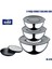 9 Parça Rendeli Karıştırma ve Saklama Kabı Seti 18/10 Çelik 16-24 cm Mikrodalga Uyumlu 3