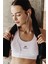 Beyaz Çapraz Sırt Detaylı Slim Fit U Yaka Pedli Kadın Spor Büstiyer - 97121 6