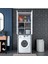 KD114 Çamaşır Makinesi Dolabı 4 Kapaklı 5 Raflı Banyo Dolabı Beyaz 3