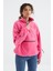 Şeker Pembe Etek Ucu Büzgülü Yarım Fermuarlı Oversize Kadın Polar Sweatshirt - 97238 9