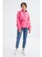 Şeker Pembe Etek Ucu Büzgülü Yarım Fermuarlı Oversize Kadın Polar Sweatshirt - 97238 10