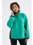 Deniz Yeşili Yarım Fermuar Etek Ucu Büzgülü Dik Yaka Oversize Kadın Polar Sweatshirt - 97236 12