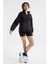 Siyah Etek Ucu Büzgülü Yarım Fermuarlı Oversize Kadın Polar Sweatshirt - 97238 12