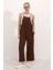 Kadın BDART Rahat Kesim Kare Yaka Geniş Paça Tulum Brown 5