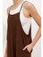 Kadın BDART Rahat Kesim Kare Yaka Geniş Paça Tulum Brown 7