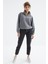 Gri Melanj Yarım Fermuar Etek Ucu Büzgülü Kadın Polar Oversize Sweatshirt - 97171 10