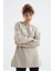 Koyu Bej Reglan Kol Basic Kapüşonlu Oversize Tunik - 97242 9