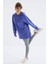 Eflatun Reglan Kol Basic Kapüşonlu Oversize Tunik - 97242 10