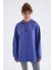 Eflatun Reglan Kol Basic Kapüşonlu Oversize Tunik - 97242 11