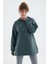 Orman Yeşili Reglan Kol Basic Kapüşonlu Oversize Tunik - 97242 9