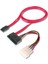 Sata Kablosu, Sata Iı/ııı, Sata 22 Pin Dişi Konnektör - Sata 7 Pin L Tip Dişi Konnektör + 4 Pin Erkek Güç Konnektörü, Yassı Kablo Tipi, 0.50 Metre, AWG28, Zırhsız, Kırmızı Renk 1