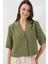 Kadın BDART Dokulu Kısa Ceket, Gömlek Yaka ile Green 6
