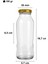 250 ml Dalga Desenli Şeffaf Meyve Suyu, Limonata Şişesi Metal Gold Kapaklı 250 cc Boş Cam Şişe 1 Adet 3