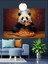 Pizza Yiyen Panda Dekoratif Kanvas - Mdf Ahşap Tablo 1