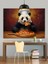 Pizza Yiyen Panda Dekoratif Kanvas - Mdf Ahşap Tablo 5