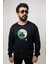 Siyah Bisiklet Yaka Erkek Baskılı Sweatshirt 2