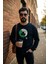 Siyah Bisiklet Yaka Erkek Baskılı Sweatshirt 4