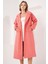 Kadın BDART Oversize Çift Düğmeli Herringbone Palto Parlak Turuncu 3
