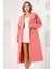 Kadın BDART Oversize Çift Düğmeli Herringbone Palto Parlak Turuncu 4