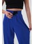 Kadın Saks Mavi Yüksek Bel Cırtlı Palazzo Pantolon 4