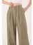 Kadın Haki Keten Palazzo Pantolon Yüksek Bel ve Boru Paça Stiliyle Günlük Şıklık 3