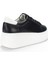 Kadın Siyah Bağcıklı Kalın Tabanlı Deri Sneaker 5